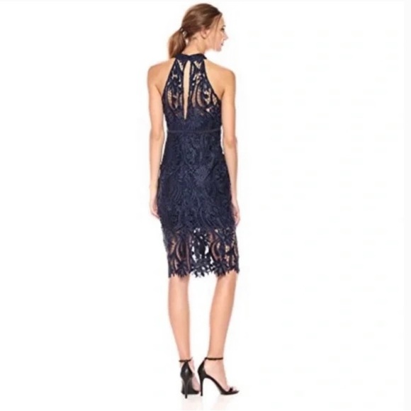 Bardot Isa Lace Halter Midi Dress in Navy (US size 4/XS) - Picture 2 of 7